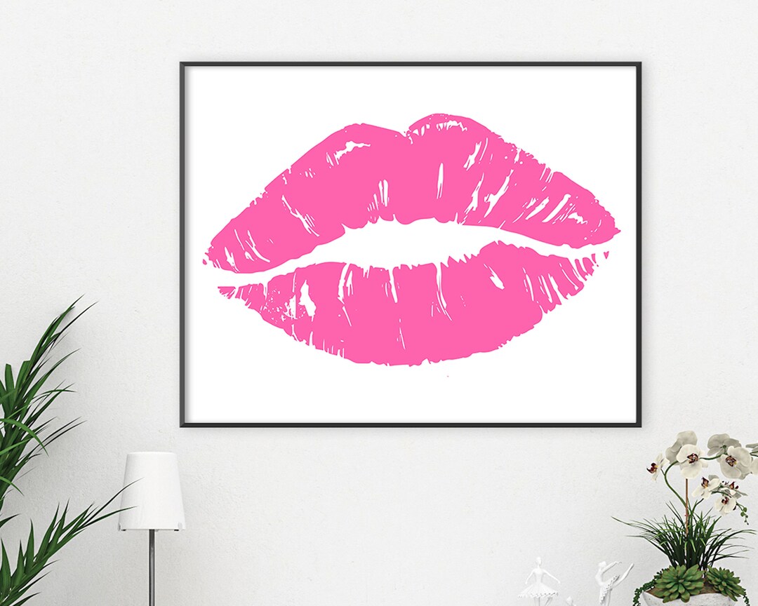 Pink Lips Wall Art. Lips Printable. Pink Lips Download. Etsy