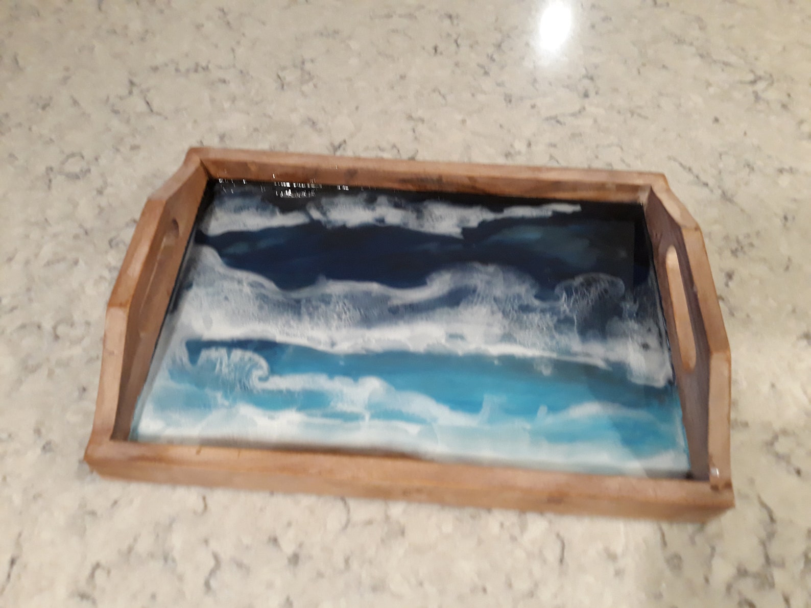 Decorative Serving Tray/Ocean Resin Art/Ocean Waves/Epoxy Etsy