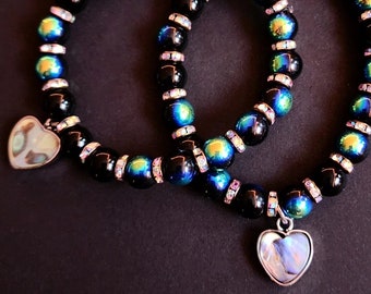 Blue Cosmos Heart Stone Bracelet