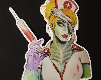 I Need A Medic! Zombie Nurse Zombae Horror Sticker