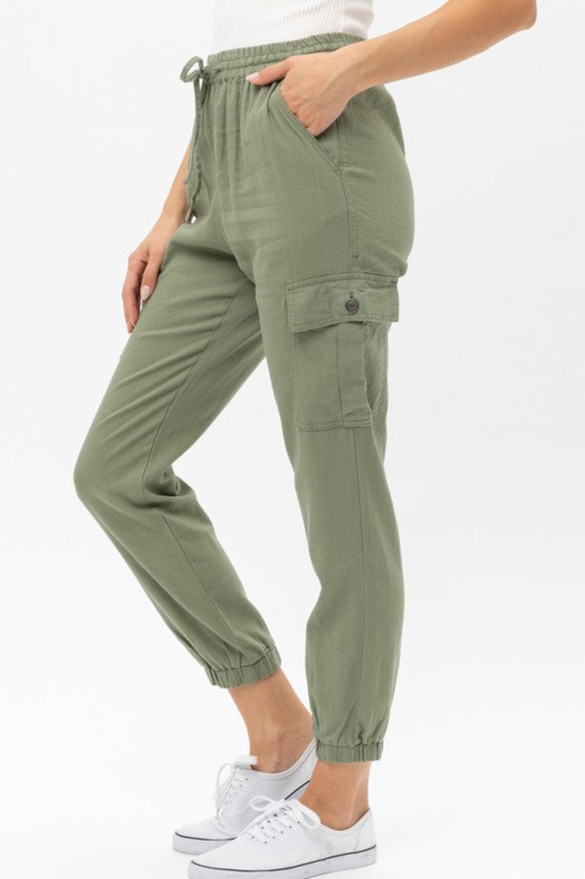 linen cargo joggers