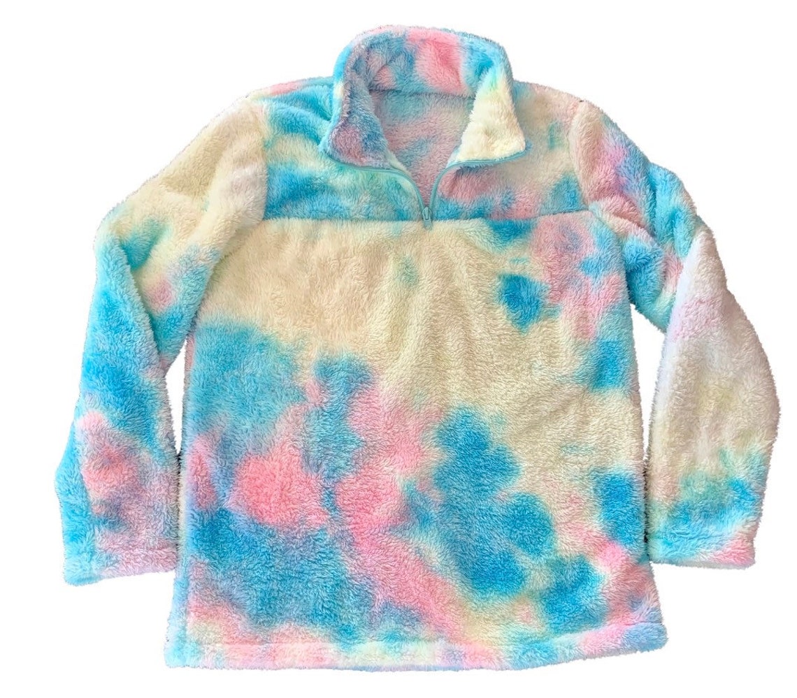 tie dye quarter zip sweatshirt