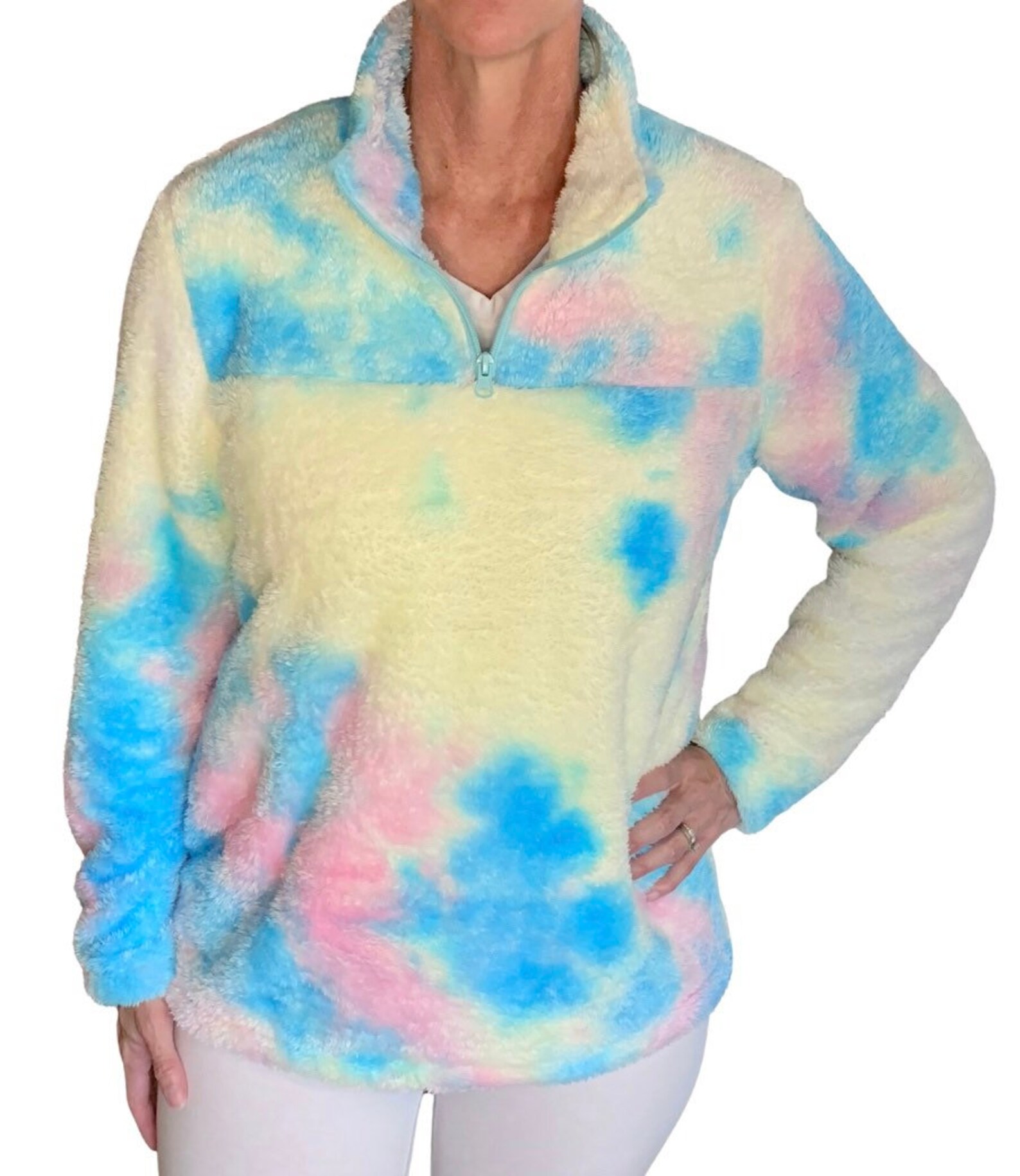 tie dye quarter zip sweatshirt