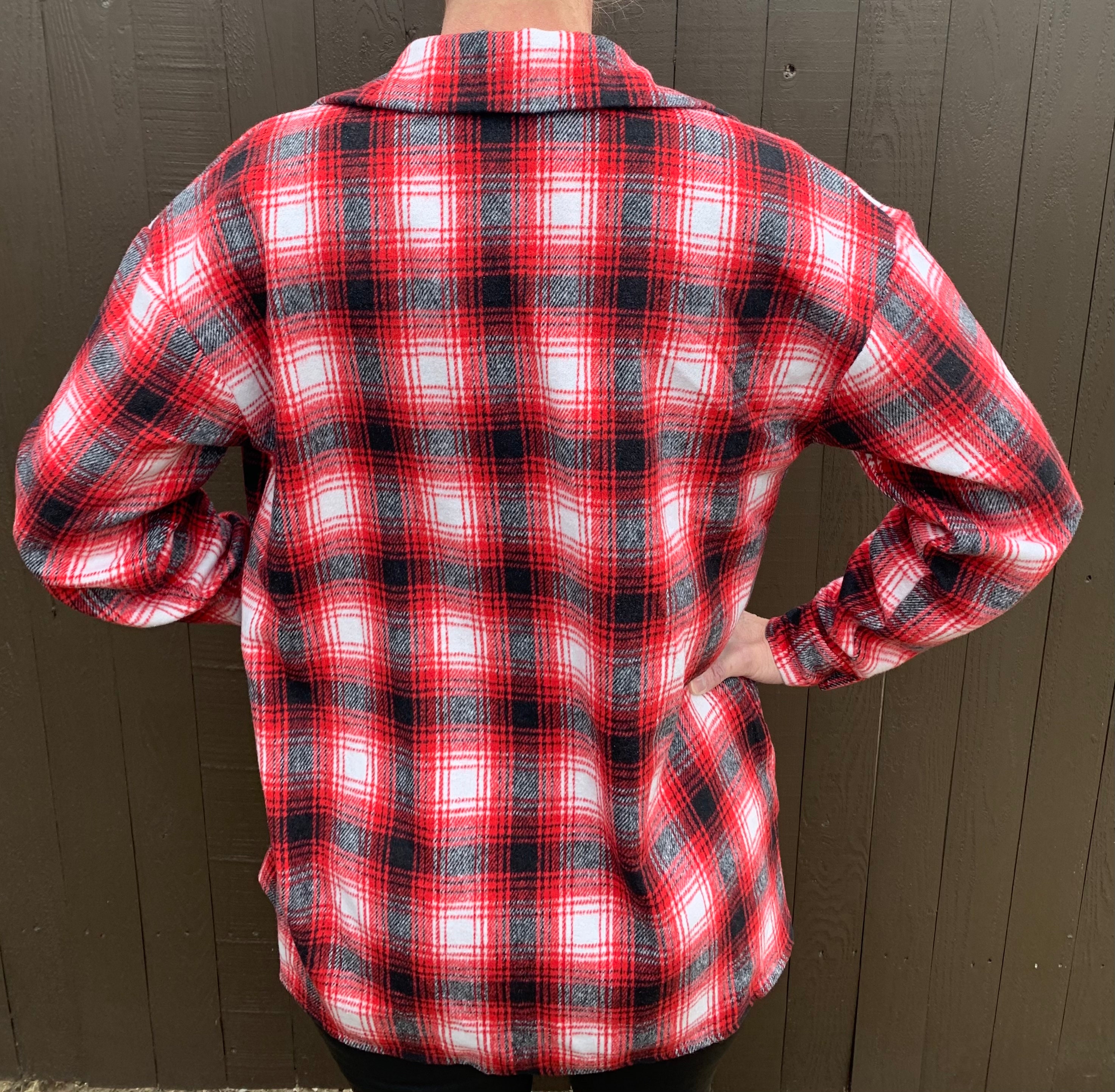 Red Plaid Flannel shacket plaid jacket oversized buttoned | Etsy