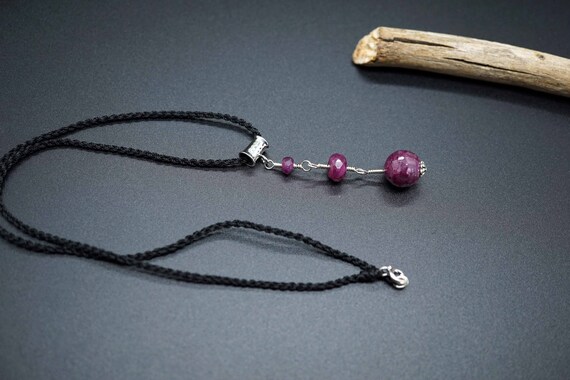 Faceted Ruby Pendant, Sterling Silver Ruby Charm, Natural Ruby Charm, Dangle Charm