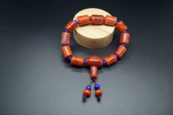 Natural Nanhong Agate Bracelet, Chinese Agate Bracelet, Persimmon Red Nanhong, Big Size Nanhong Bracelet, 11.4mm