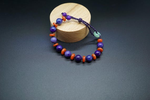 Natural Sugilite Bracelet, Knotted Purple Bracelet, Nanhong Bracelet, Purple Sugilite Bracelet, Grade AAA