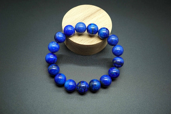 Natural Lapis Lazuli Bracelet, Deep Blue Lapis Bracelet, Round Lapis Bead Bracelet, 12mm