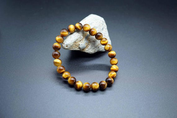 Tigers Eye Bead Bracelet, Tiger's Eye Bracelet, Golden Tiger's Eye Bracelet, 8.3mm