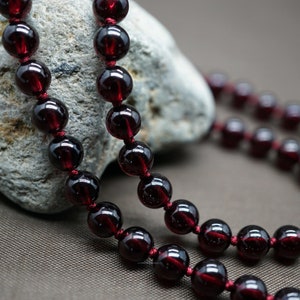 Natural Garnet Bead Necklace, Almandine Garnet Necklace, Hand Knotted Beaded Necklce, Grade A Garnet 6.2mm image 4