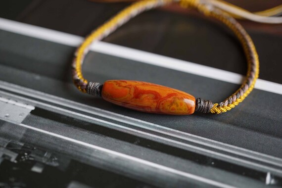 Natural Nanhong Charm Bracelet, Braided Cord Bracelet, Gold Cord Bracelet, Adjustable Cord Bracelet