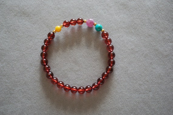 Genuine Pyrope Garnet Bracelet, Rare Color Garnet, Grade AAA Garnet 6.2mm