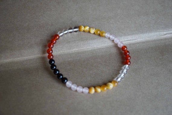 Multicolor Crystal Bracelet, Multibead Stretch Bracelet, Tiger's eye Carnelian Onyx Bracelet