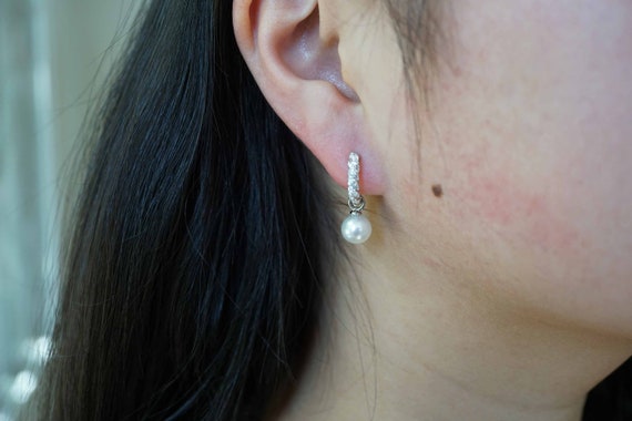 Pearl Hoop Earrings, CZ Hoop Earring, Double Use Hoop Earrings, Diy Hoop Earrings