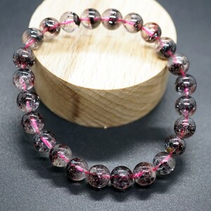 Genuine Strawberry Crystal, Strawberry Quartz Bracelet, Half Inclusion Quartz, Healing Crystal