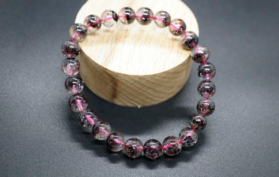Genuine Strawberry Crystal, Strawberry Quartz Bracelet, Half Inclusion Quartz, Healing Crystal
