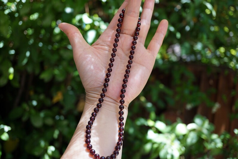 Natural Garnet Bead Necklace, Almandine Garnet Necklace, Hand Knotted Beaded Necklce, Grade A Garnet 6.2mm image 6