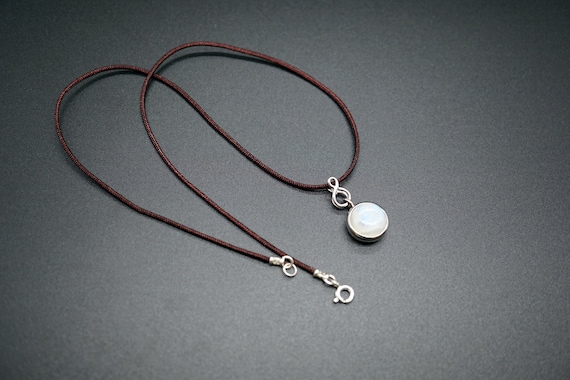Natural Moonstone Pendant, Silver Round Moonstone, Blue Moonstone Charm, June Birthstone