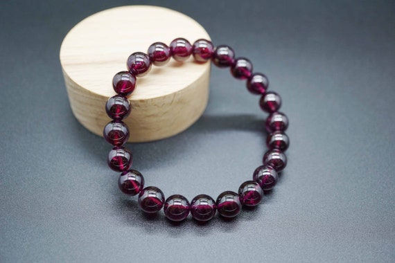Rhodolite Garnet Bracelet, Purple Garnet Bracelet, Natural Rhodolite Garnet, Excellent Garnet, 8.5mm