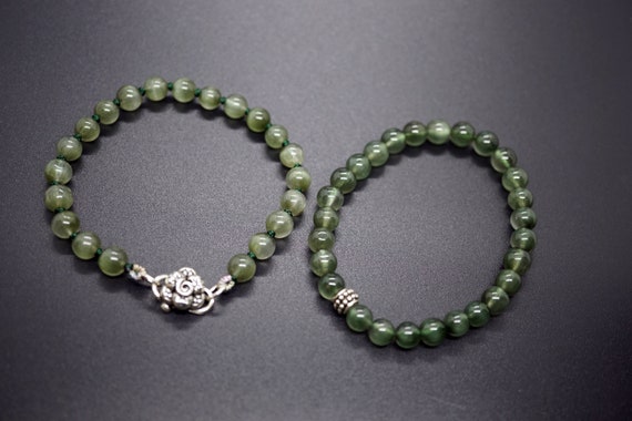 Natural Green Rutilated Quartz, Rutilated Beaded Bracelet, Grade AAAA, 6.7mm Bead
