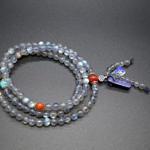 Prayer Beads Bracelet, Labradorite Prayer Stretch Bracelet, 3 Layers Bracelet, Labradorite Mala