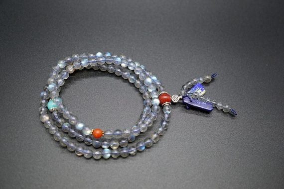 Prayer Beads Bracelet, Labradorite Prayer Stretch Bracelet, 3 Layers Bracelet, Labradorite Mala