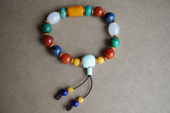 Multi Gemstone Bead Bracelet, One of a Kind Bracelet, Natural Jade Bracelet, Turquoise Bracelet