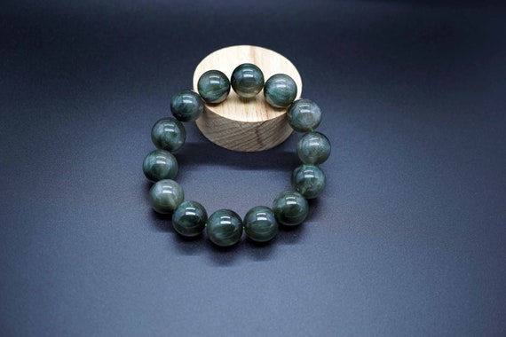 Green Rutilated Quartz,Natural Rutilated Quartz Bracelet, Grade A Rutilated Quartz, 16mm