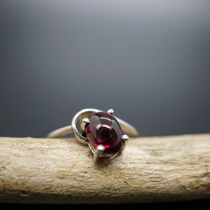 Rhodolite Garnet Ring: Delicate Red Silver Ring (US 6 1/4)