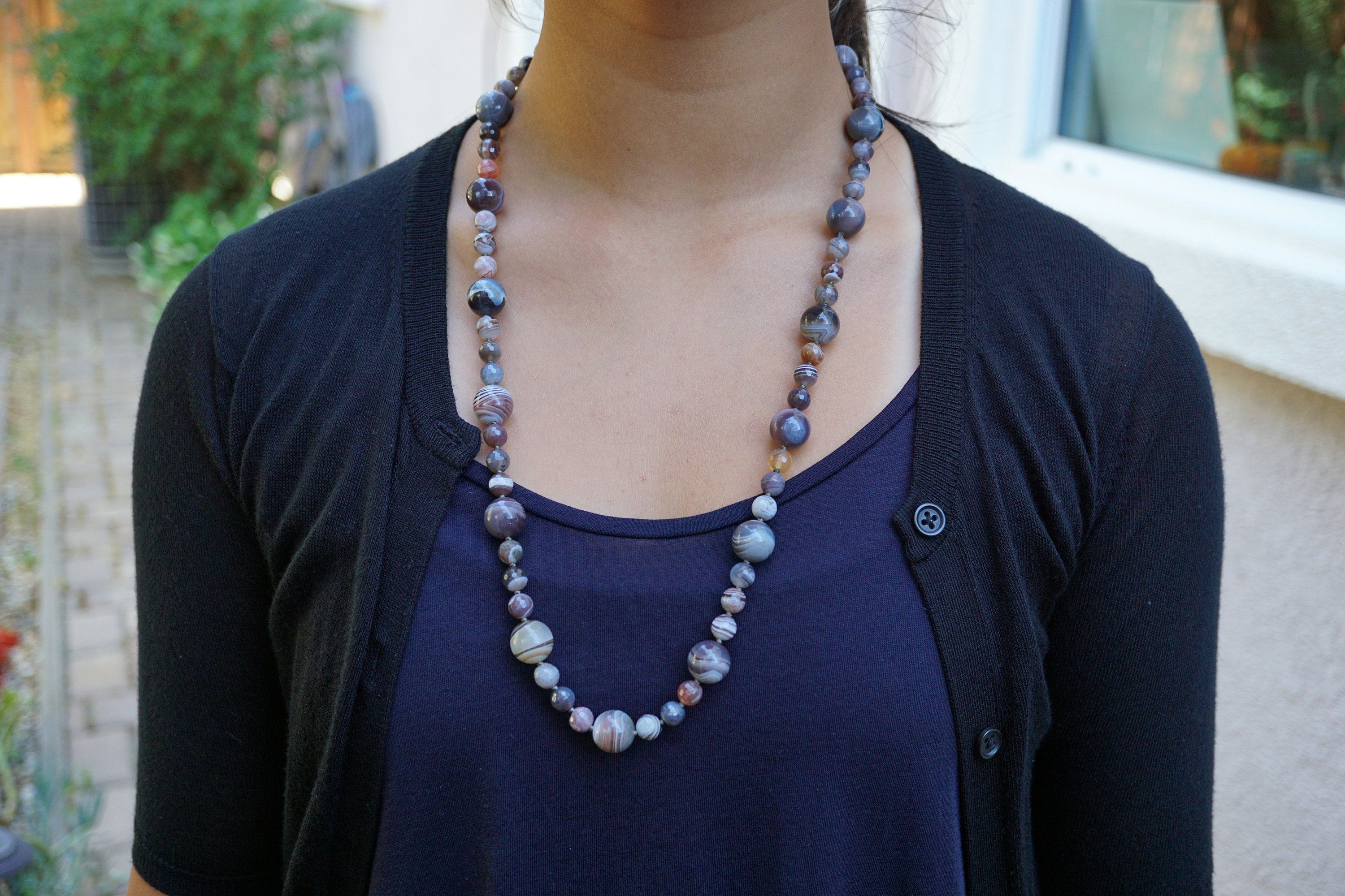 Long agate necklace outlet