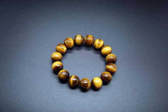 Tiger's Eye Bracelet, Golden Tiger's Eye Bracelet, Mens Bracelet, 14mm