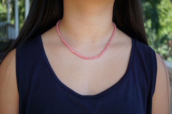 Rhodochrosite Beads Necklace Handmade 4.4MM 16.5'' Rosy Lover 16.5''