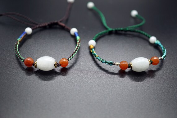 Natural Jade Bracelet, Mixed Color Jade Bracelets, Handmade Colorful String Bracelet