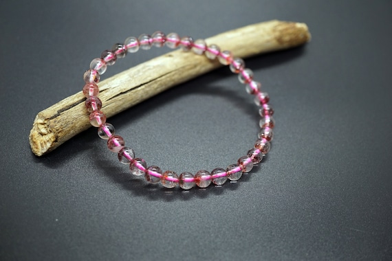 Natural Strawberry Quartz Beaded Bracelet, High Quality Crystal Bracelet, 5mm