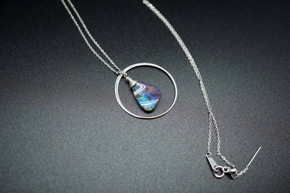 Natural Boulder Opal Pendant, Colorful Opal Charm, Adjustable Chain Necklace, Free Shape Opal Charm