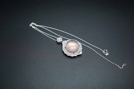 Natural Rose Quartz Pendant, Cabochon Rose Quartz Pendant, Elegant Rose Quartz Pendant, 26mm