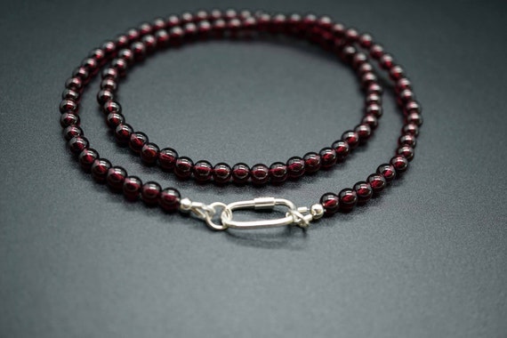 Red Garnet Necklace, Garnet Beaded Necklace for Charms, Necklace Link For Pendant, Diy Jewelry Link, Versatile Necklace, 4mm