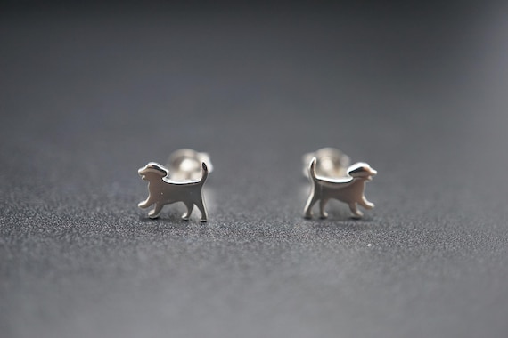 Sterling Silver Puppy Post Earrings 7x8mm
