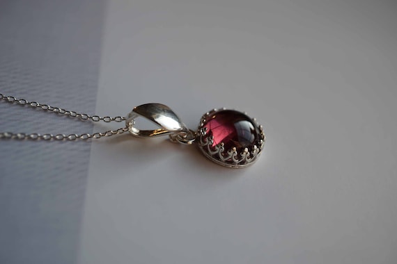 Red Cabochon Tourmaline Charm, Round Tourmaline Pendant, High Quality Tourmaline Charm Necklace