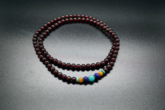 3 Strands Garnet Bracelet, Almandine Garnet Bracelets, Healing Crystal, Triple Strands Garnet, Stretch Bracelet