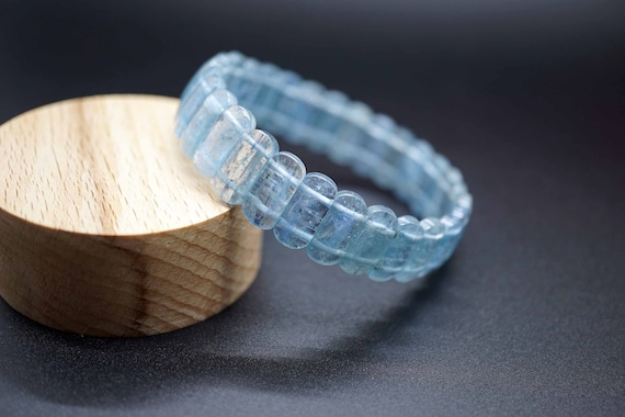 Genuine Kyanite Bracelet, Transparent Kyanite Bangle Bracelet, 14mm