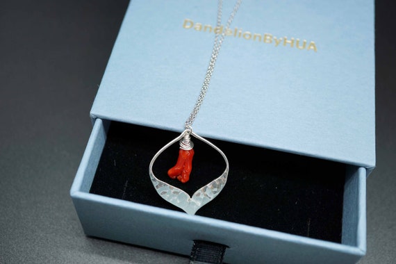 Natural Sardinia Coral Charm, Red Coral Root Pendant, Carved Coral Charm, Sterling Silver Charm