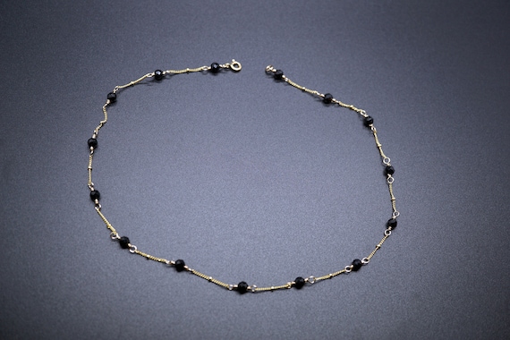 Black Tourmaline Necklace, Faceted Black Tourmaline, Tourmaline Gold Chain Necklace,