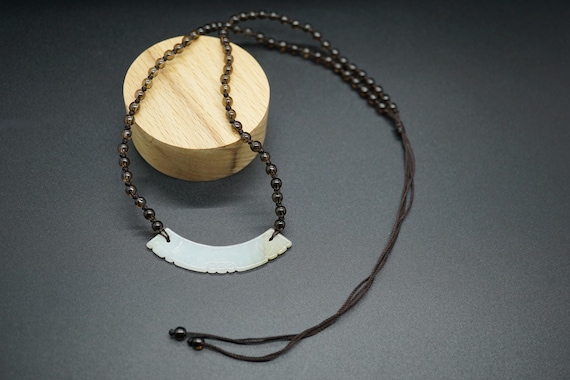 Natural Jade Smile Choker: Smoky Quartz Beaded Necklace, Adjustable