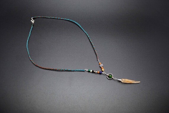 Crystal Pepper Charm, Y Charm Necklace, Multi Bead Necklace, Handmade Cord Necklace 18''