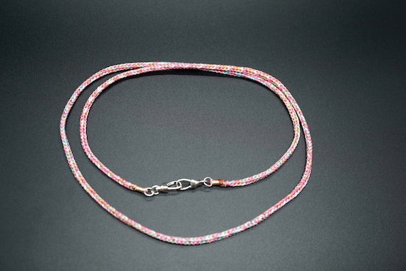 2.7mm Pink Cord Necklace, Braided Colorful Rope Necklace, Pendant Link, Jewelry Link, Pink Tourmaline Charm Necklace