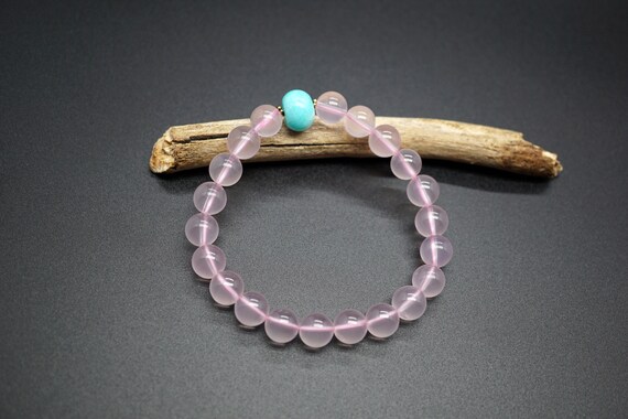 Natural Rose Quartz Bracelet With Amazonite A+ Rose Quartz Bead Pink Bracelet