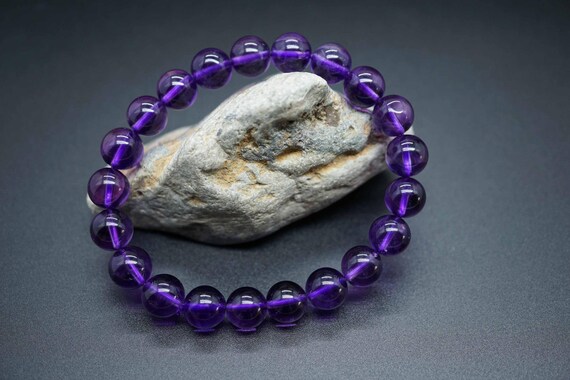 Natural Amethyst Bracelet, Amethyst Bead Bracelet, Purple Bead Bracelet, February Birthstone, 8mm