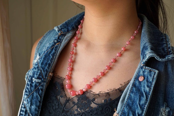 Natural Rhodochrosite Necklace, Graduated Rhodochrosite Necklace, Red Rhodochrosite Necklace