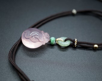 Real Rose Quartz Pendant, Pink Crystal Charm Necklace, Unique Pink Necklace, Top Quality Quartz